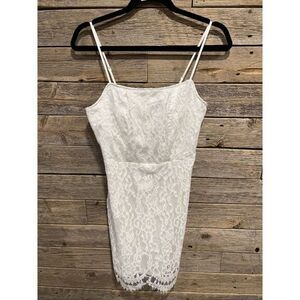 Lulus- Romantic Fate‎ White Lace Bodycon Mini Dress Size Medium